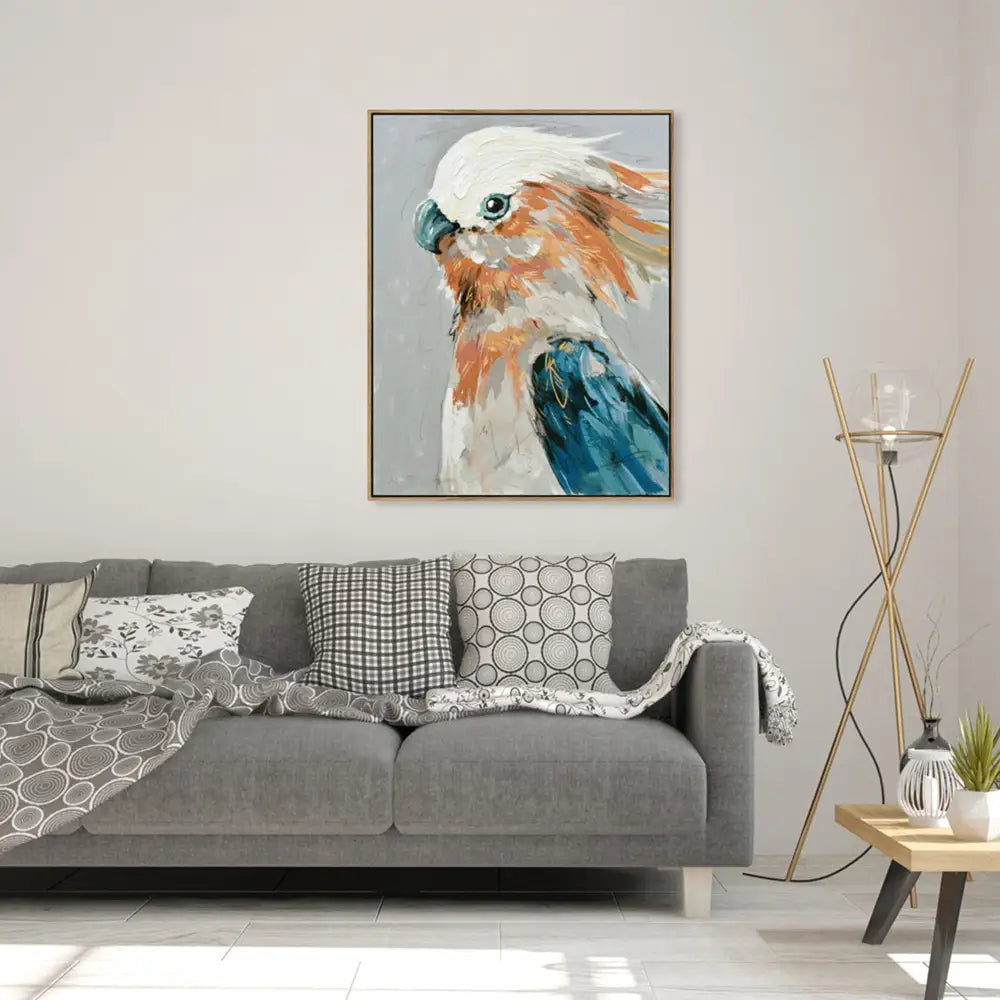 60X90cm Cerulean Gaze Dark Wood Framed Hand Painted Canvas Wall Art - Home & Garden > Wall Art