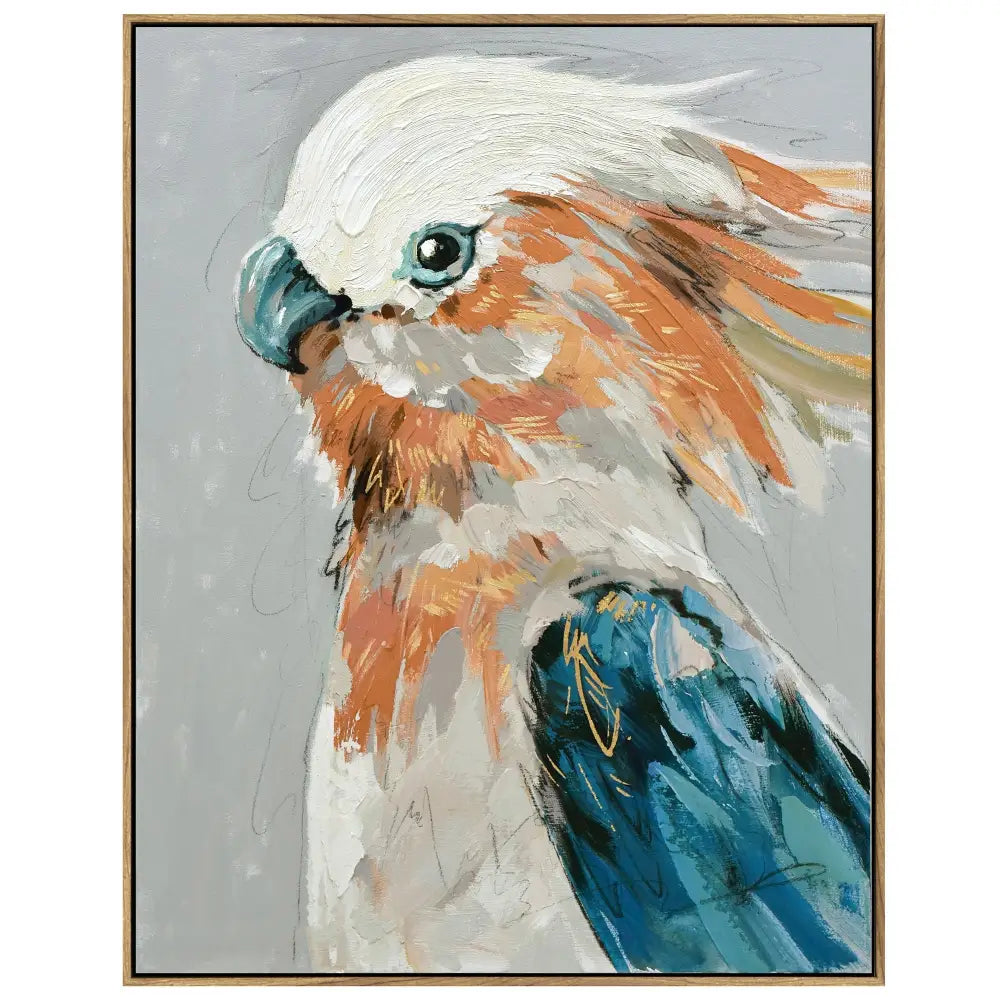 60X90cm Cerulean Gaze Dark Wood Framed Hand Painted Canvas Wall Art - Home & Garden > Wall Art