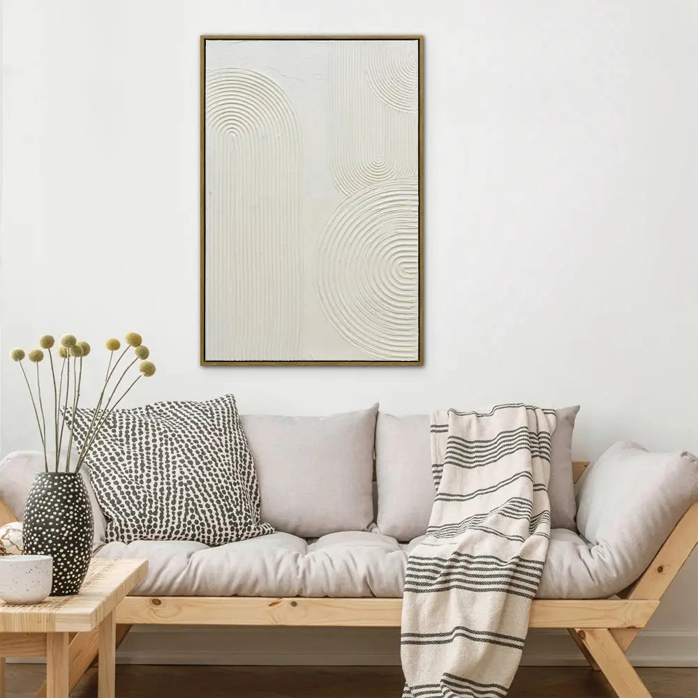 60X90cm Ephemeral Echoes of Continuity Dark Wood Framed Hand Painted Canvas Wall Art - Home & Garden > Wall Art