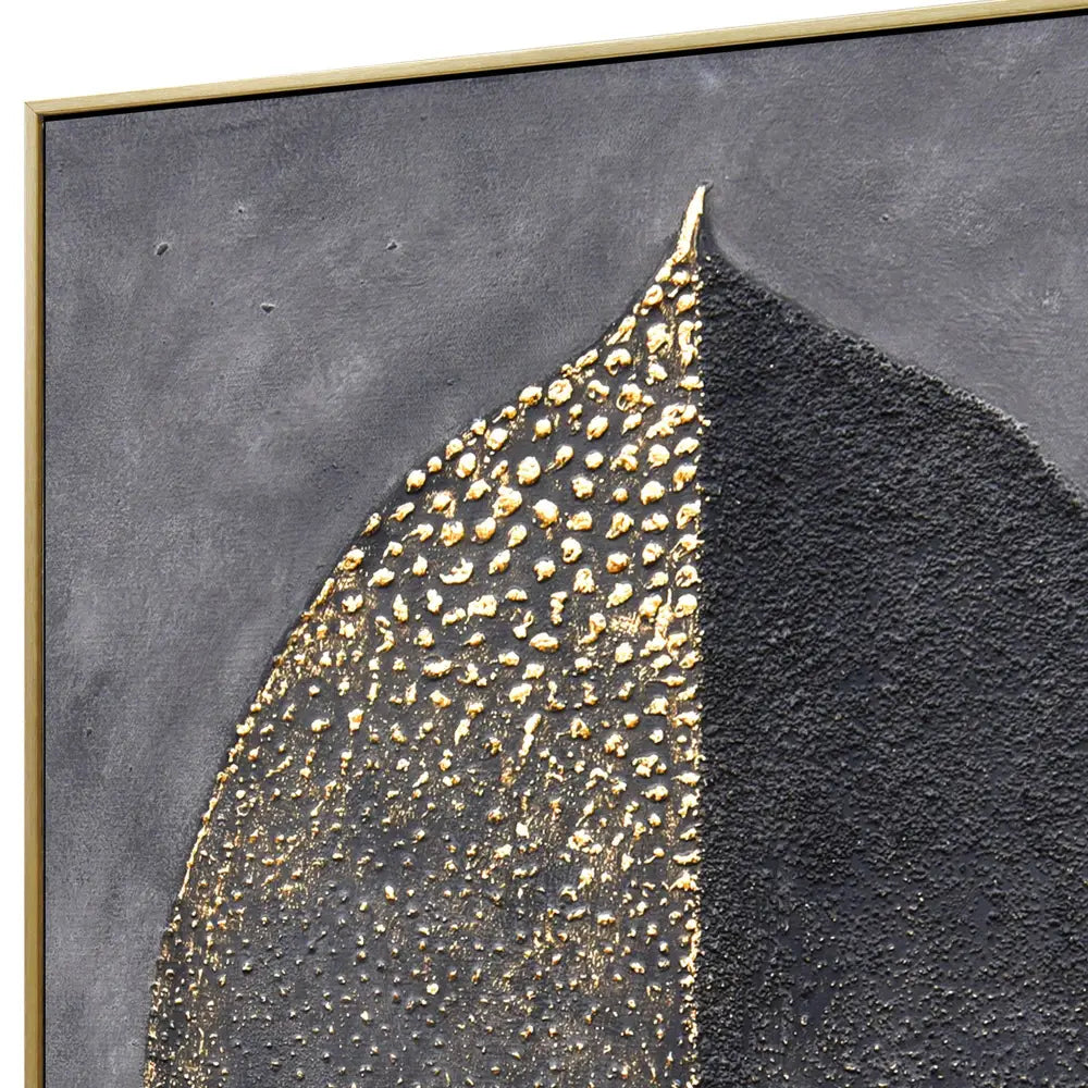 60X90cm Golden Dichotomy Gold Framed Hand Painted Canvas Wall Art - Home & Garden > Wall Art