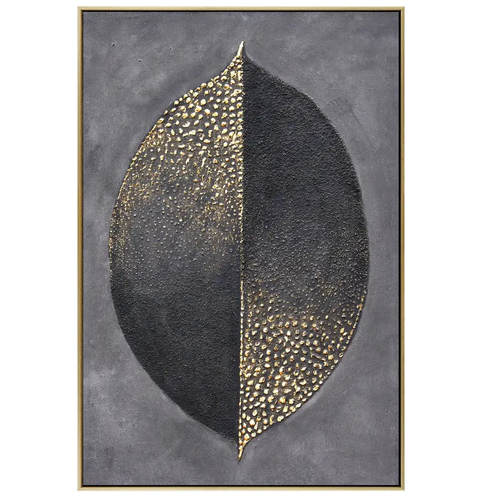 60X90cm Golden Dichotomy Gold Framed Hand Painted Canvas Wall Art - Home & Garden > Wall Art