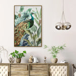 60X90cm Golden Plume Dark Wood Framed Canvas Wall Art - Home & Garden > Wall Art