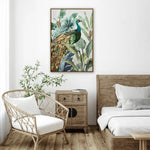 60X90cm Golden Plume Dark Wood Framed Canvas Wall Art - Home & Garden > Wall Art