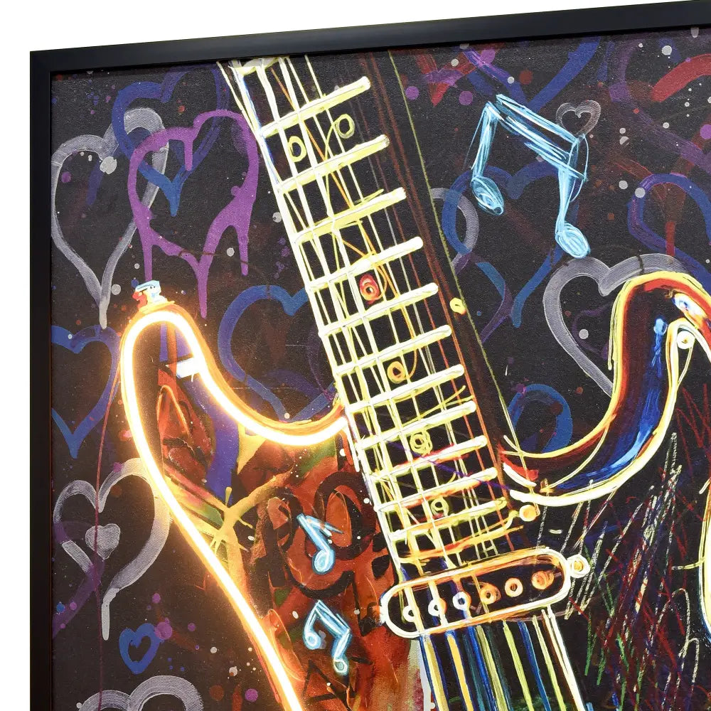 60X90cm Neon Serenade Black Framed Hand Painted LED Wall Art - Home & Garden > Wall Art