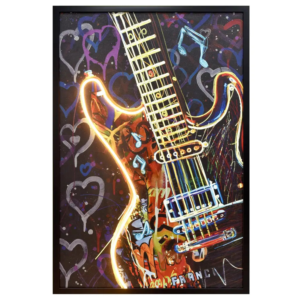 60X90cm Neon Serenade Black Framed Hand Painted LED Wall Art - Home & Garden > Wall Art