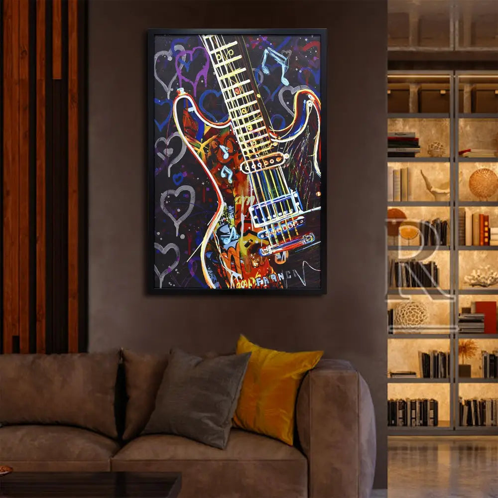 60X90cm Neon Serenade Black Framed Hand Painted LED Wall Art - Home & Garden > Wall Art