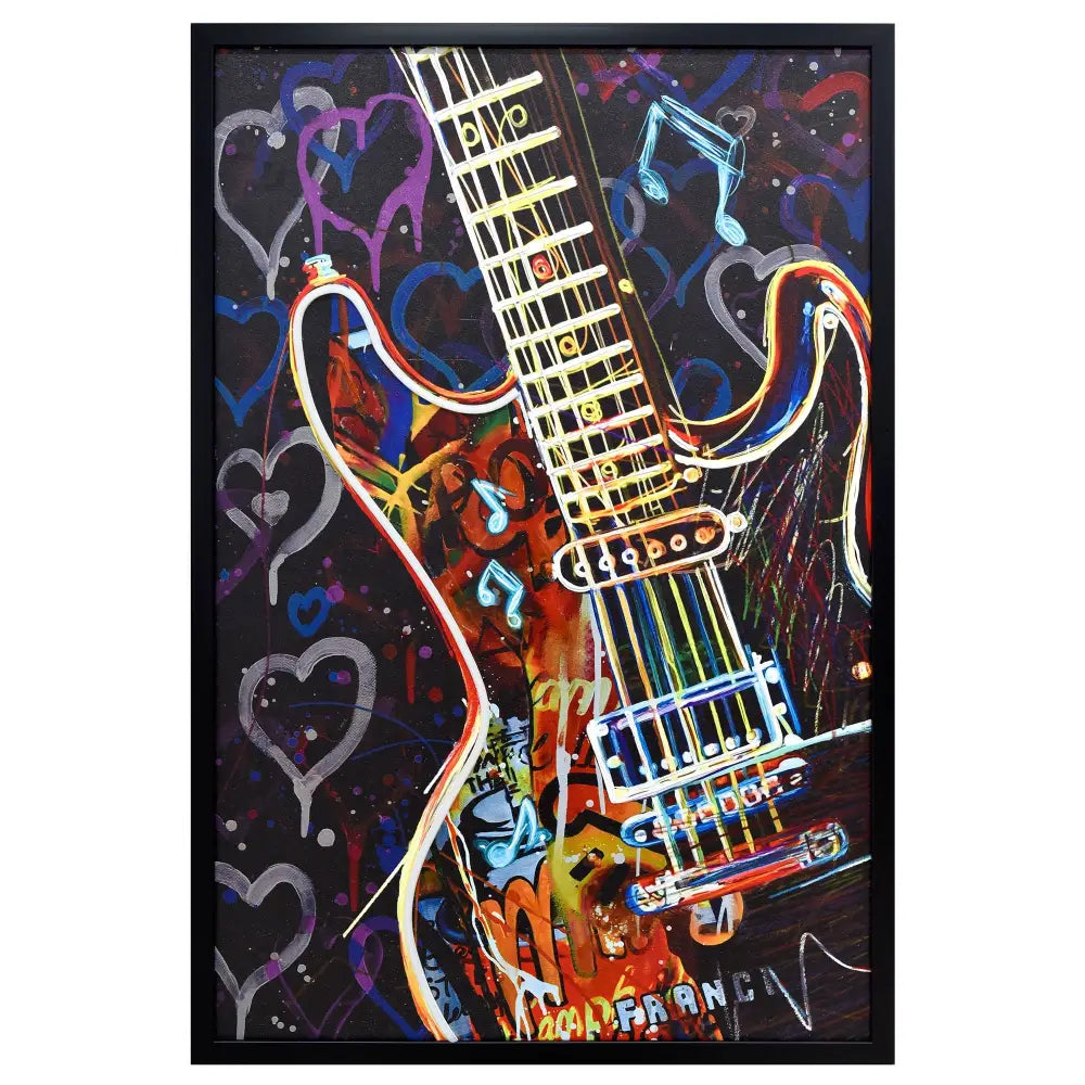 60X90cm Neon Serenade Black Framed Hand Painted LED Wall Art - Home & Garden > Wall Art