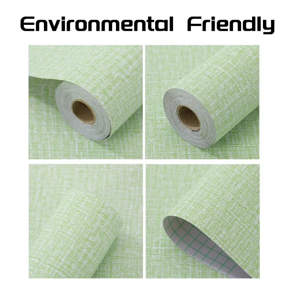 61cm x 10m Green Wallpaper Decor Faux Grasscloth Paper Wall Paper Self Adhesive Removable - Home & Garden > Decor