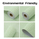61cm x 10m Green Wallpaper Decor Faux Grasscloth Paper Wall Paper Self Adhesive Removable - Home & Garden > Decor
