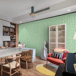 61cm x 10m Green Wallpaper Decor Faux Grasscloth Paper Wall Paper Self Adhesive Removable - Home & Garden > Decor
