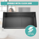 641 x 336 x 101mm Shower Niche Double Shelf Organizer No Tile Needed in Black - Home & Garden > DIY > Kitchen &