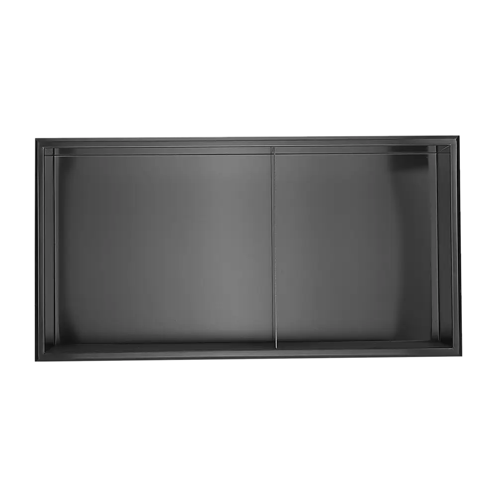 641 x 336 x 101mm Shower Niche Double Shelf Organizer No Tile Needed in Black - Home & Garden > DIY > Kitchen &