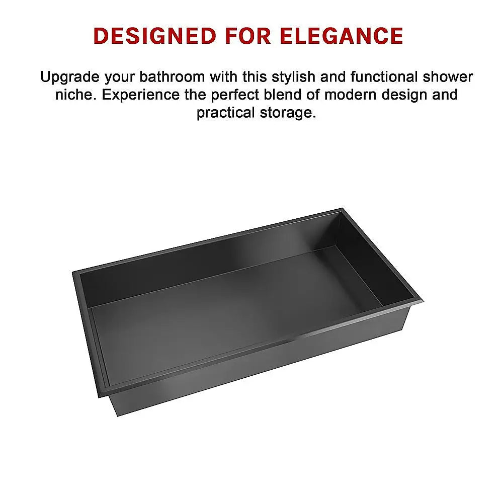 641 x 336 x 101mm Shower Niche Single Shelf Organizer No Tile Needed in Black - Home & Garden > DIY > Kitchen &
