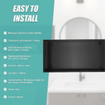 641 x 336 x 101mm Shower Niche Single Shelf Organizer No Tile Needed in Black - Home & Garden > DIY > Kitchen &