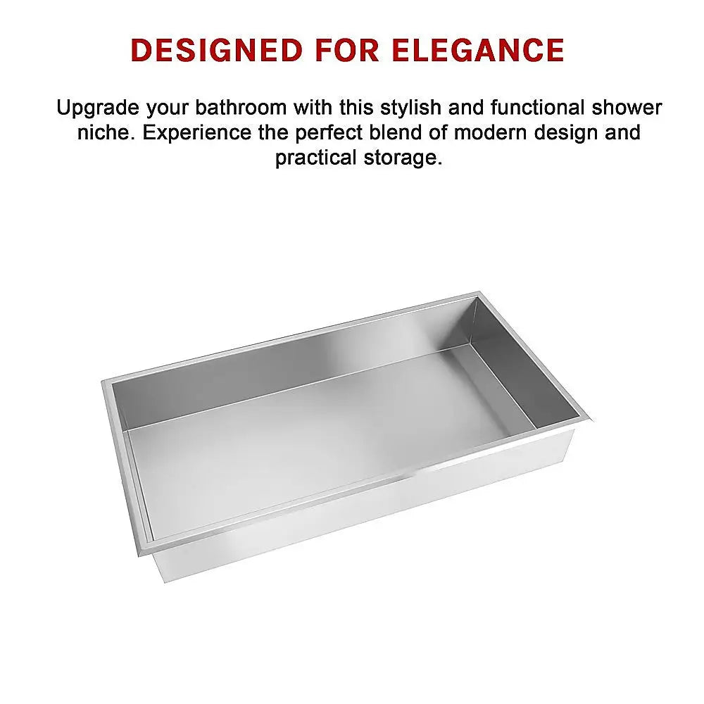 641 x 336 x 101mm Shower Niche Single Shelf Organizer No Tile Needed in Stainless Steel - Home & Garden > DIY > Kitchen