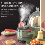 65pcs 93cm Children Kitchen Kitchenware Play Toy Simulation Steam Spray Cooking Set Tableware Gift Blue Color - Home &