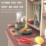 65pcs 93cm Children Kitchen Kitchenware Play Toy Simulation Steam Spray Cooking Set Tableware Gift Blue Color - Home &