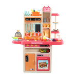65pcs 93cm Children Kitchen Kitchenware Play Toy Simulation Steam Spray Cooking Set Tableware Gift Blue Color - Home &