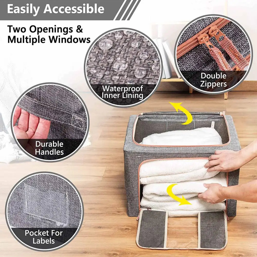 66L Cloth Storage Box Closet Organizer Storage Bags Clothes Storage Bags Wardrobe Organizer Idea Grey - Home & Garden >
