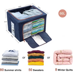 66L Cloth Storage Box Closet Organizer Storage Bags Clothes Storage Bags Wardrobe Organizer Idea Grey Blue - Home &