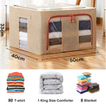 66L Cloth Storage Box Closet Organizer Storage Bags Clothes Storage Bags Wardrobe Organizer Idea CREAM - Home & Garden