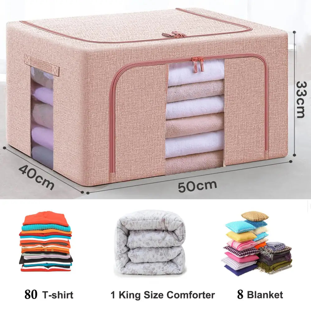 66L Cloth Storage Box Closet Organizer Storage Bags Clothes Storage Bags Wardrobe Organizer Idea PINK - Home & Garden >