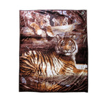 675gsm 2 Ply 3D Print Faux Mink Blanket Queen 200x240 cm Tiger Family - Home & Garden > Bedding