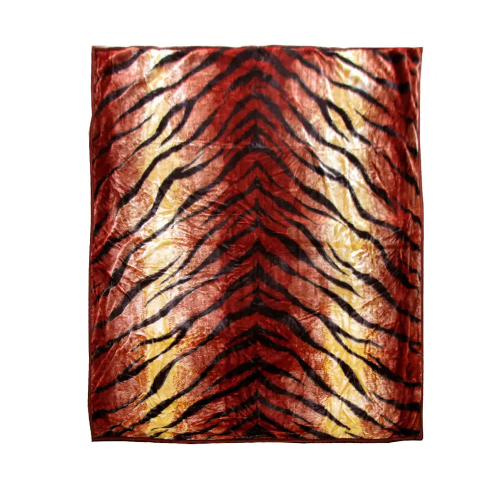 675gsm 2 Ply Animal Print Faux Mink Blanket Queen 200x240 cm Tiger - Home & Garden > Bedding