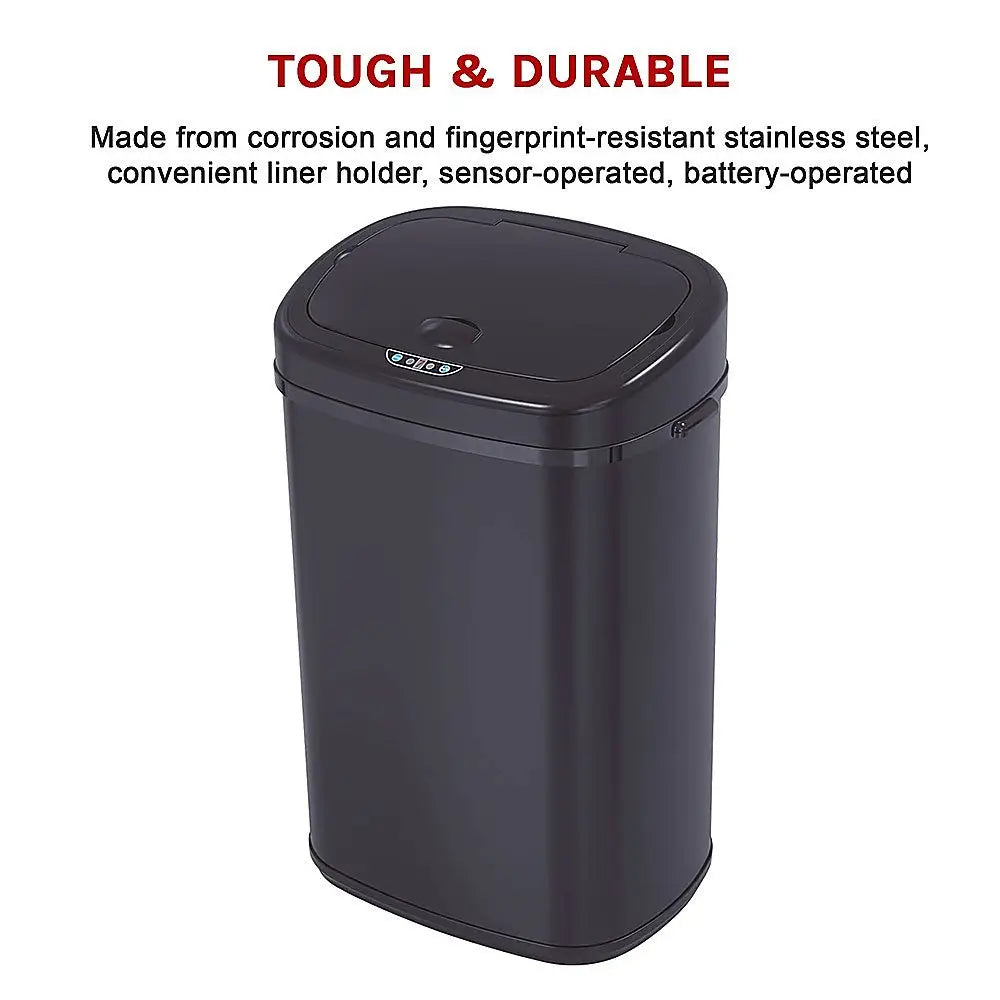 68L Motion Sensor Bin Automatic Stainless Steel Kitchen Rubbish Trash - Black - Home & Garden > Kitchenware