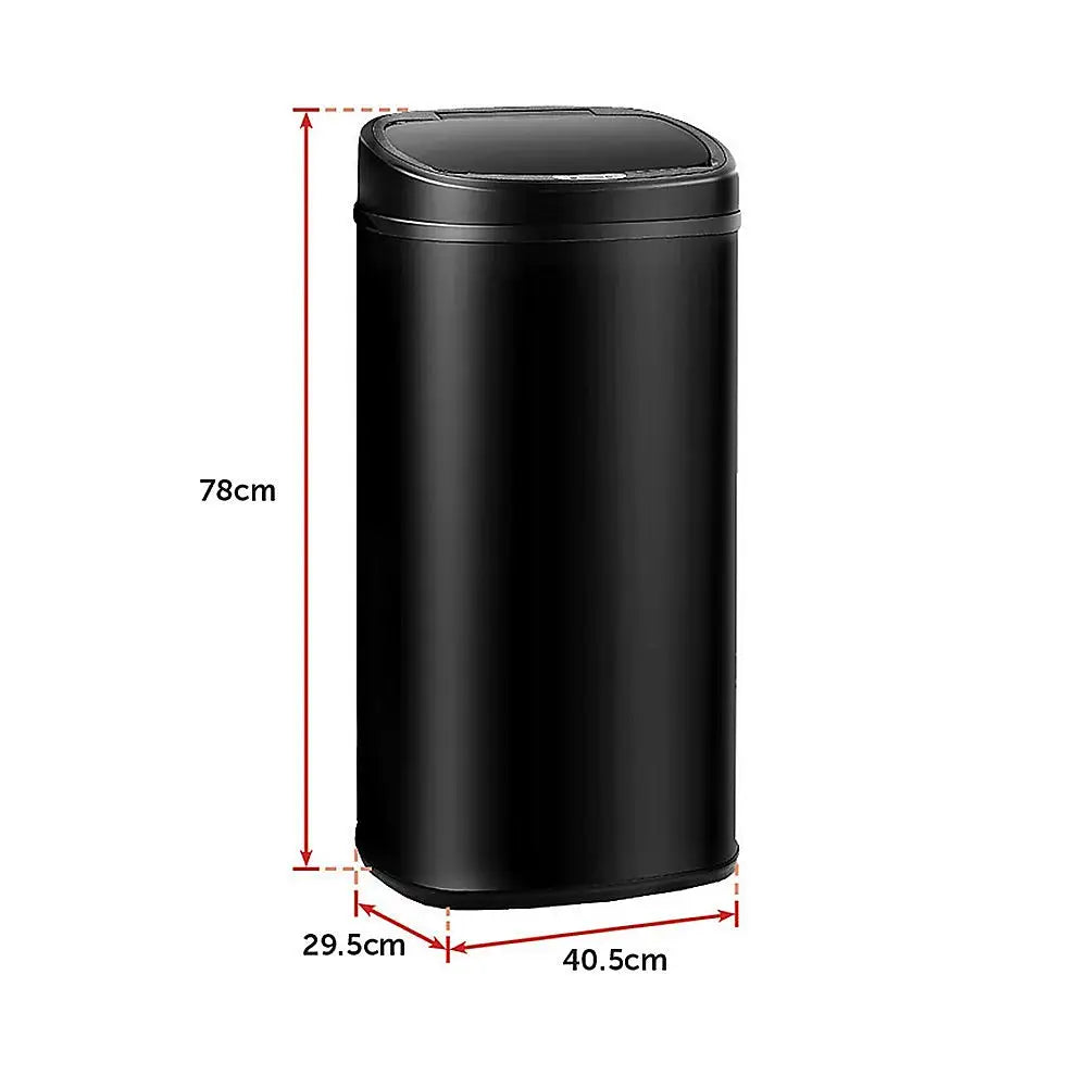 68L Motion Sensor Bin Automatic Stainless Steel Kitchen Rubbish Trash - Black - Home & Garden > Kitchenware