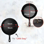 6inch 16cm Cast Iron Skillet Cookware Chef Quality Pre-Seasoned Pan Pans - Home & Garden > Kitchenware > Skillets &