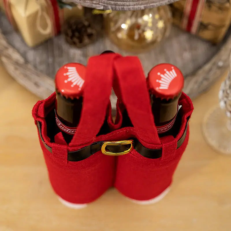 6pcs Big one Christmas Decoration Supplies Christmas Pants Gift Bags Small Pants Candy Bags Tote Bags Wine Bottle Sets