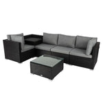 6PCS Outdoor Modular Lounge Sofa Coogee-Black - Furniture > Outdoor