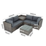 6PCS Outdoor Modular Lounge Sofa Coogee-Grey - Furniture > Outdoor