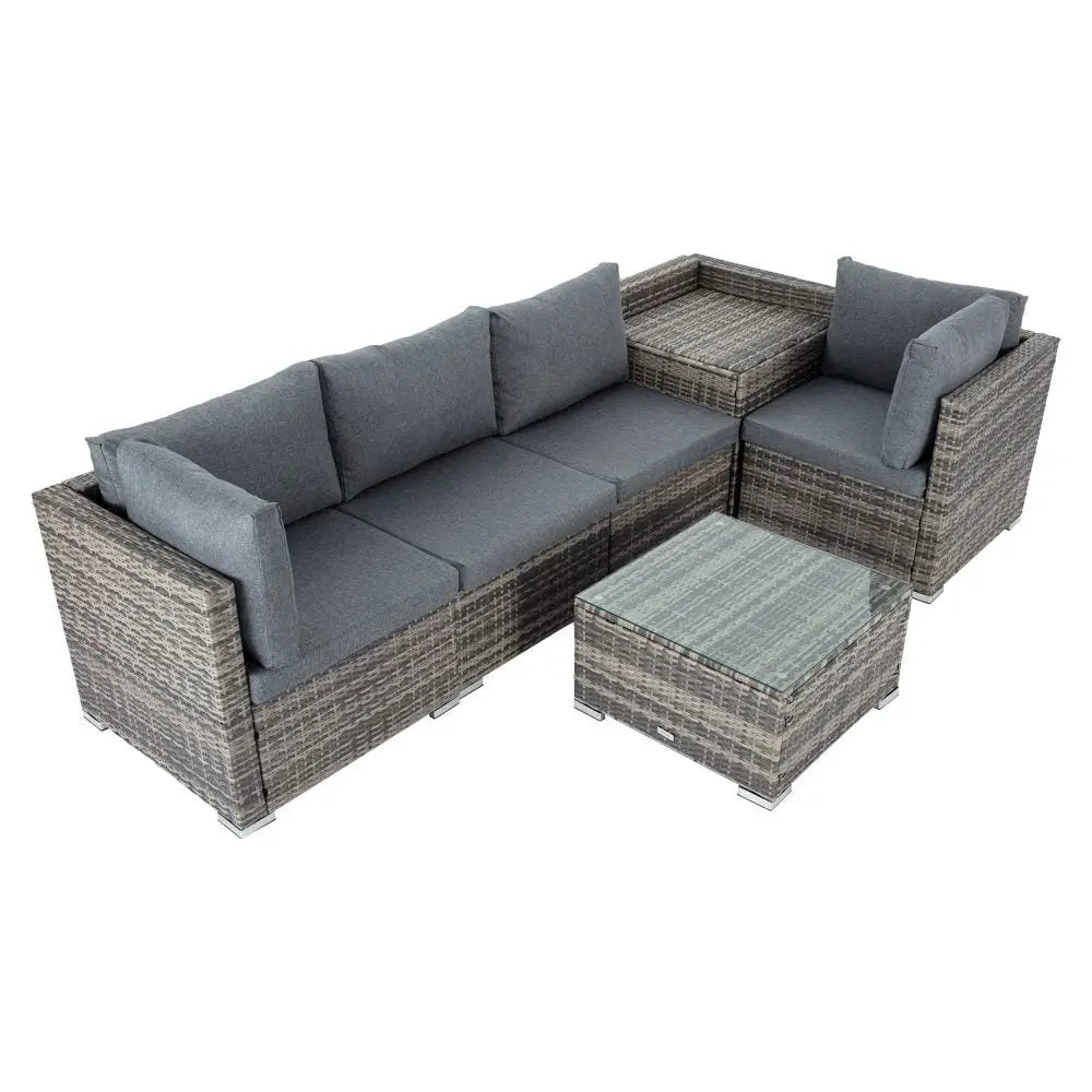6PCS Outdoor Modular Lounge Sofa Coogee-Grey - Furniture > Outdoor