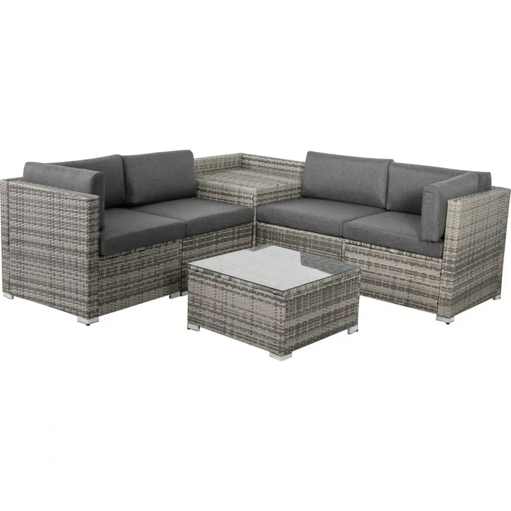 6PCS Outdoor Modular Lounge Sofa Coogee-Grey - Furniture > Outdoor