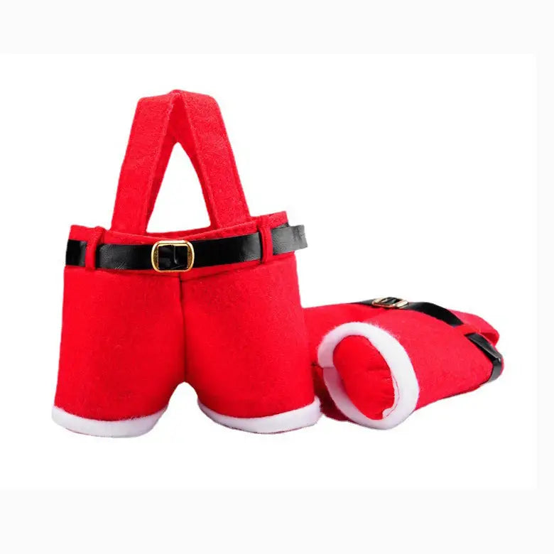 6pcs Small one Christmas Decoration Supplies Christmas Pants Gift Bags Small Pants Candy Bags Tote Bags Wine Bottle