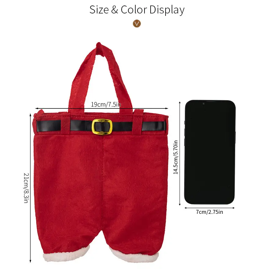 6pcs Small one Christmas Decoration Supplies Christmas Pants Gift Bags Small Pants Candy Bags Tote Bags Wine Bottle