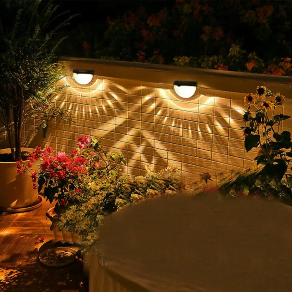 6PCS Solar Powered LED Wall Lights Door Fence Lights Outdoor Garden Lamp Light - Home & Garden > Garden Lights