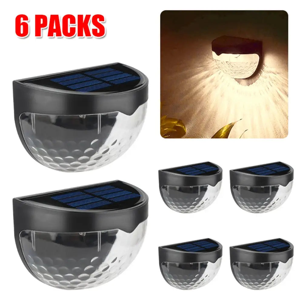 6PCS Solar Powered LED Wall Lights Door Fence Lights Outdoor Garden Lamp Light - Home & Garden > Garden Lights