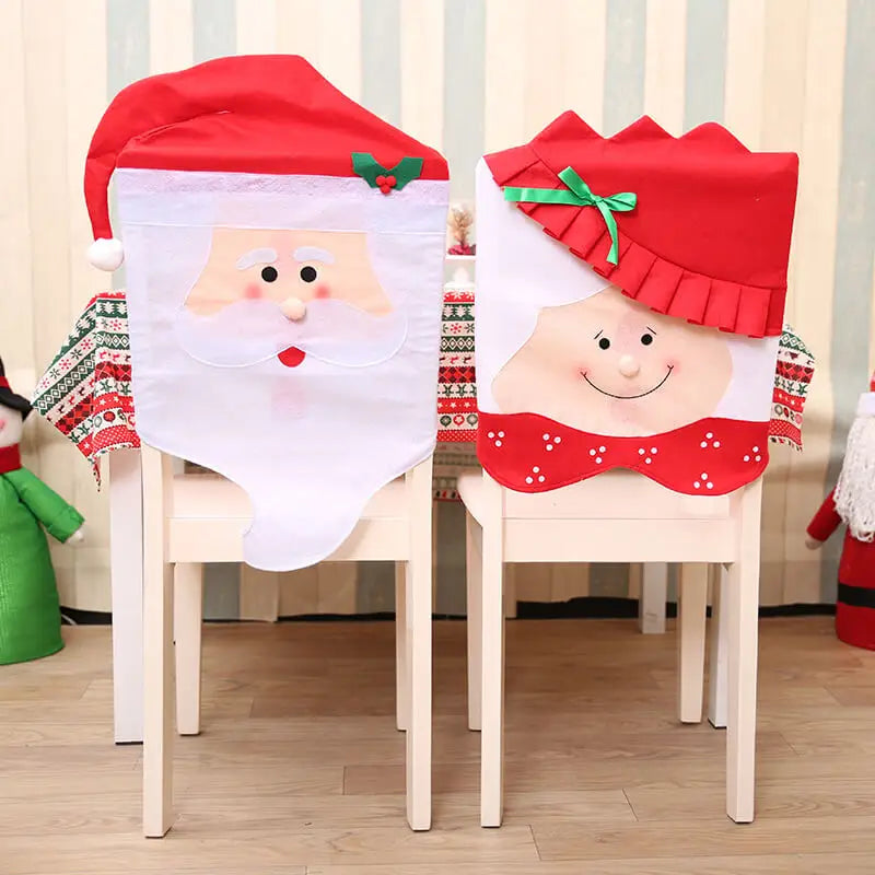 6x Christmas Cute Lady Santa Hat Chair Covers Dinner Home Décor Ornaments Gift Mr Santa - Occasions > Christmas >