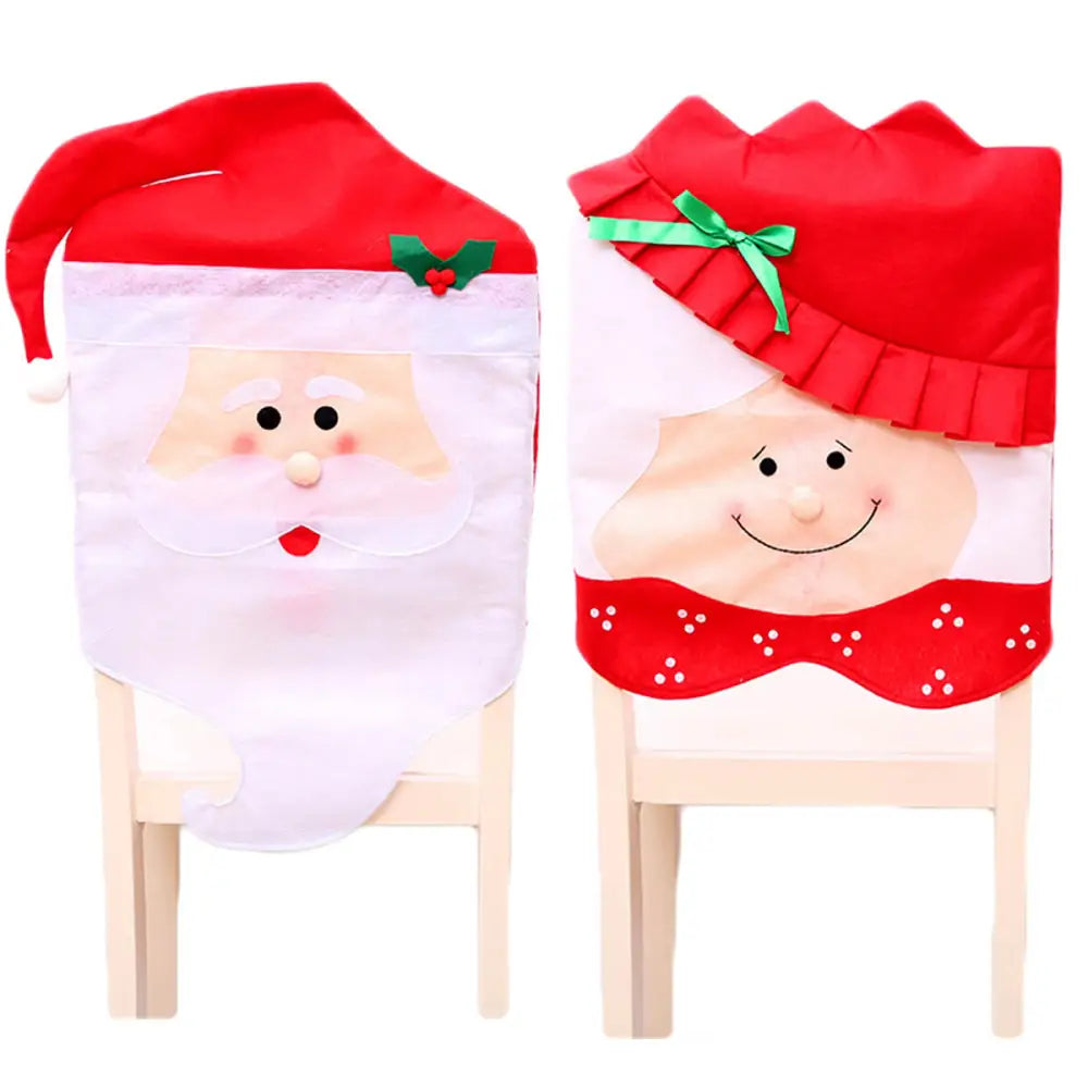 6x Christmas Cute Lady Santa Hat Chair Covers Dinner Home Décor Ornaments Gift Mr Santa - Occasions > Christmas >