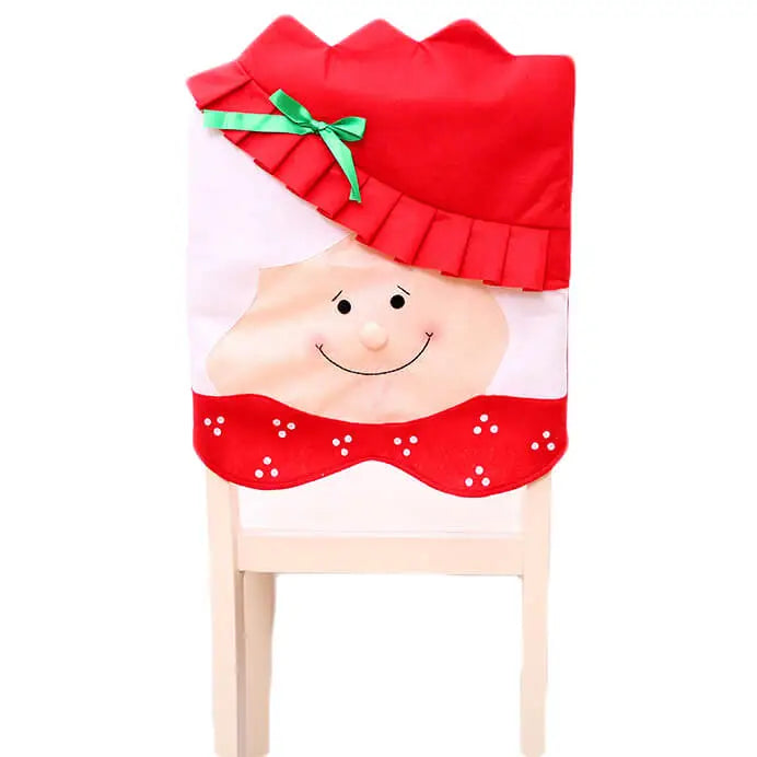 6x Christmas Cute Lady Santa Hat Chair Covers Dinner Home Décor Ornaments Gift Mrs Santa - Occasions > Christmas >