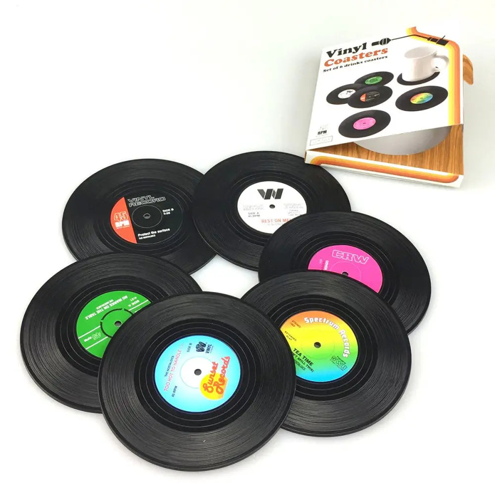 6x Creative Vinyl Record Cup Coasters Glass Drink Tableware Home Décor C - Home & Garden > Kitchenware