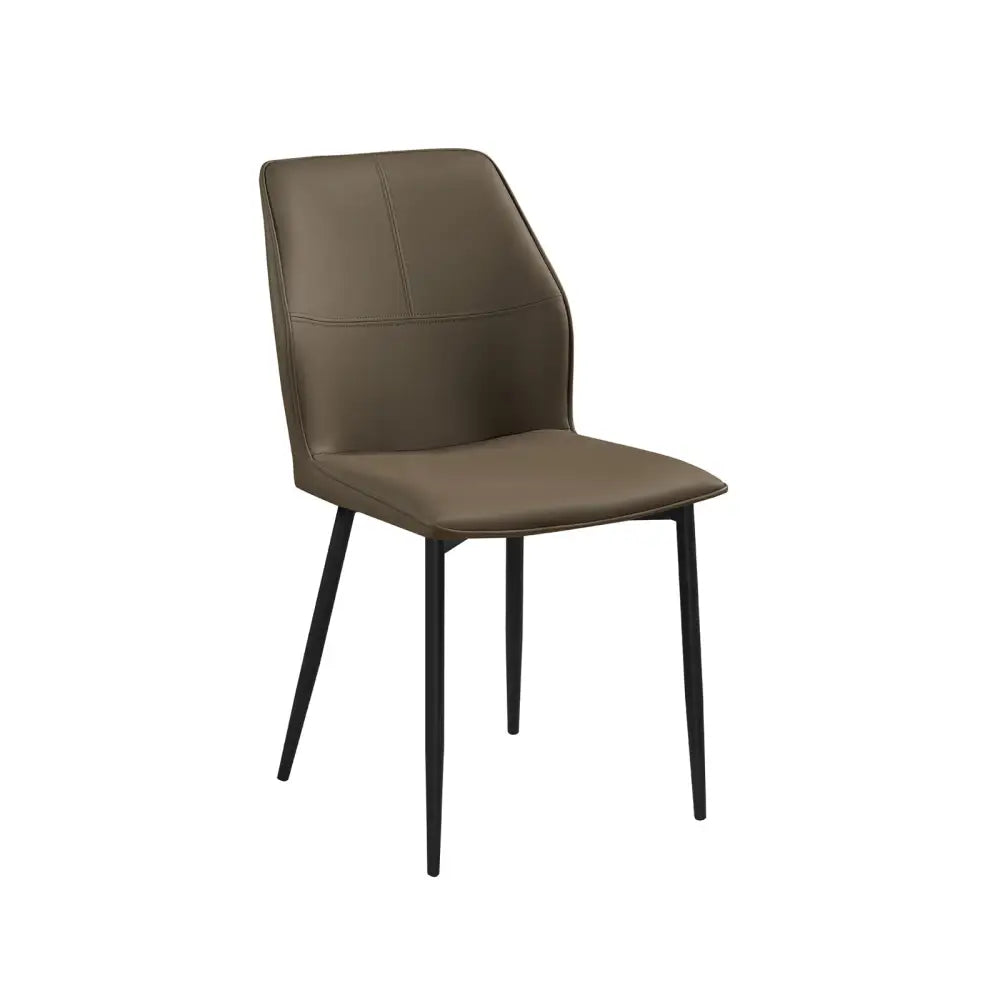 6x Dining Chair Brown Faux Leather Upholstered Seat Powder Coated Iron Legs - Furniture > Dining > Kitchen & Dining