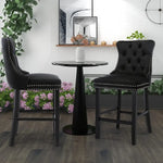 6X Velvet Bar Stools with Studs Trim Wooden Legs Tufted Dining Chairs Kitchen - Furniture > Bar Stools & Chairs