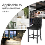 6X Velvet Bar Stools with Studs Trim Wooden Legs Tufted Dining Chairs Kitchen - Furniture > Bar Stools & Chairs