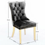 6x Velvet Dining Chairs with Golden Metal Legs-Black - Furniture > Bar Stools & Chairs