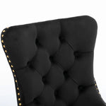 6x Velvet Dining Chairs with Golden Metal Legs-Black - Furniture > Bar Stools & Chairs
