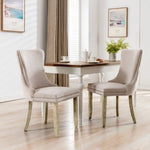 6x Velvet Upholstered Dining Chairs Tufted Wingback Side Chair with Studs Trim Solid Wood Legs for Kitchen - Furniture